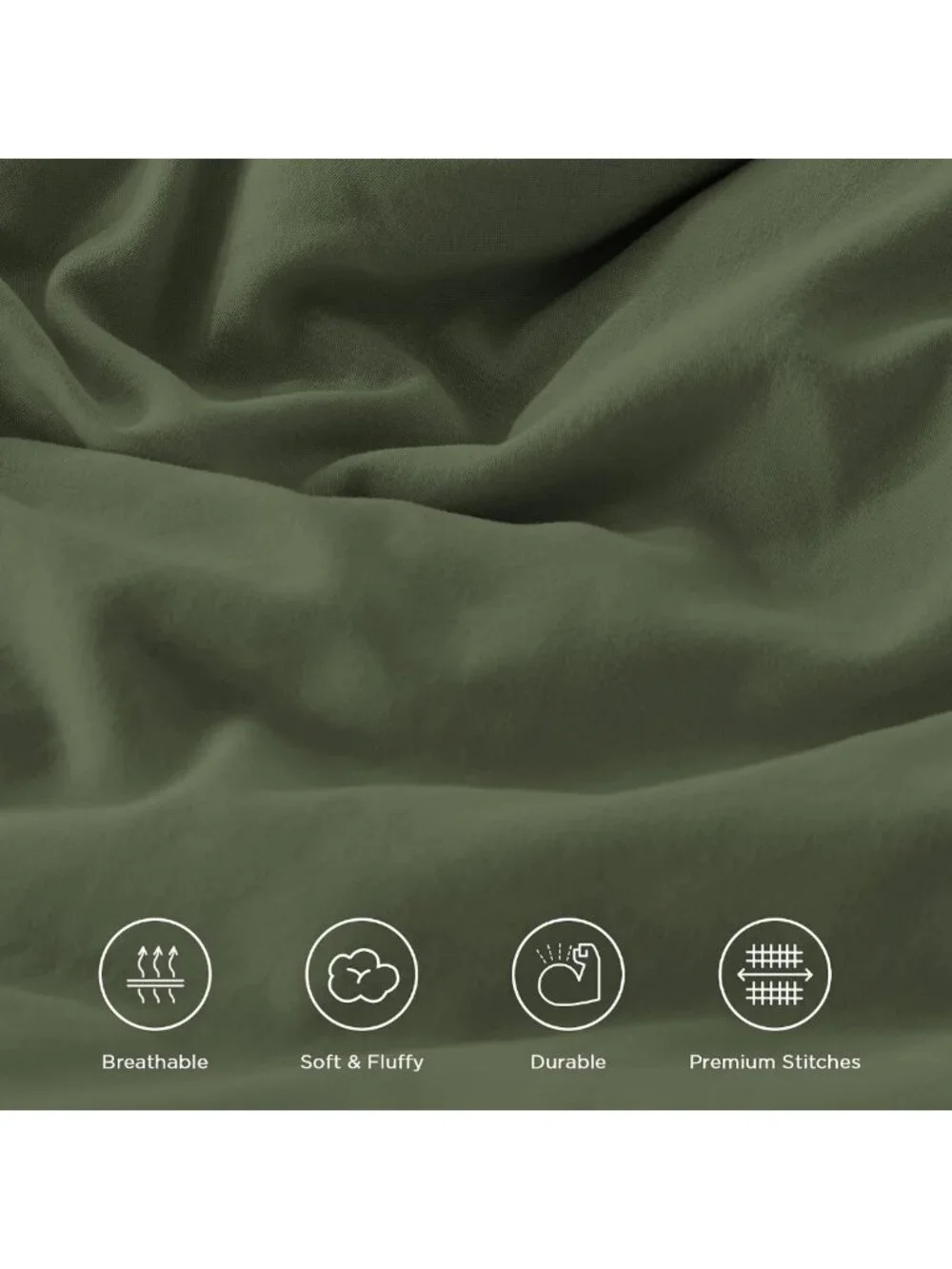 Olive Green Ruffle King Comforter Set - 3 Piece Solid Bedding for Cozy Home